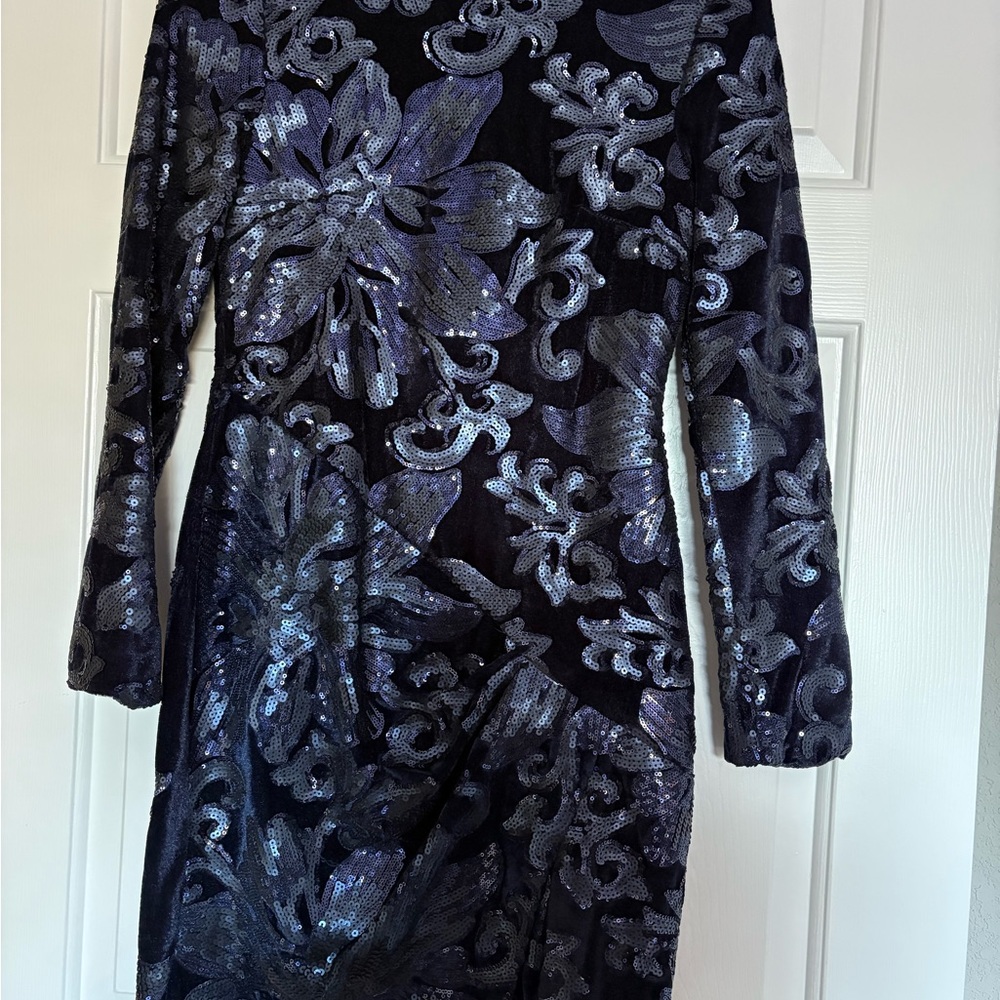 Midnight blue Velvet and Sequin Dress